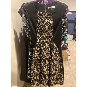 Danny & Nicole Black Tan Lace Sleeveless A-Line Dress - Excellent Condition